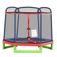 Outsunny 7 ft Heavy-Duty Trampoline for Kids Outdoor Toys - Red-Heavy-duty High-stability design 