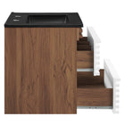 Modway Render 24" Wall-Mount Bathroom Vanity - White/Walnut/Black-8