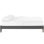 Modway Tessie Fabric Full Bed Frame with Squared Tapered Legs - Grey-Center Rail with Support Two Legs