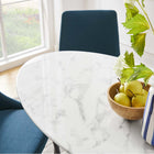 Modway Lippa 48" Oval Faux Marble Dining Table - White-4