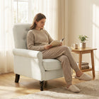 HOMCOM Mid-Century Modern Accent Chair with Thick Padded Seat for Bedroom - Cream/White-Easy assembly required 