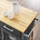 Modway Culinary Kitchen Cart With Towel Bar - Charcoal Natural-Nylon Casters With Side Lock Brakes