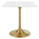 Modway Lippa 28" Square Wood Dining Table - Gold White-Modern Dining Table