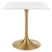 Modway Lippa 28" Square Wood Dining Table - Gold White-Modern Dining Table
