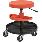 HOMCOM Rolling Mechanic Stool - Coral Orange-Heavy-duty steel frame supports up to 300 lb (135 kg), ensures durability
