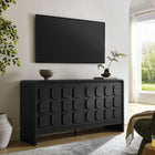 Modway Toscana 61" Sideboard - Black-Soft-Close Doors With Circular Pattern Design