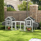 PawHut 123" Extra Large Chicken Coop Wooden Poultry House - Grey-Solid fir wood offers superior strength and durability 
