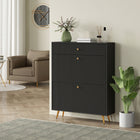 HOMCOM Shoe Storage Cabinet with 2 Flip Drawers for 12 Pairs - Black-Two flip drawers hold up to 12 pairs of shoes