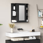 HOMCOM Wall Mount Medicine Cabinet with Mirror - Black-Equipped with a central mirror to check your appearance and get ready for work   