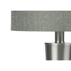Monarch Specialties 24" H Contemporary Table Lamp - Nickel Metal / Grey Shade - Set Of 2-Minor assembly is required with illustrated instructions included. confidently designed using durable materials, these lamps are backed with 2-year limited warranty against manufacturer's defects for your satisfaction