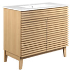Modway Render 36" Bathroom Vanity - Oak/White-Mid-Century Modern Vanity