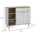 HOMCOM 37.4" L Sideboard - White-Can be used as a sideboard, bathroom cabinet, or hallway storage unit
