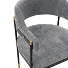 Manhattan Comfort Lia 24.8" Modern Chenille Upholstered Dining Armchair - Grey-Stunning Metal Frame with Gold Accents and Floating Back Design