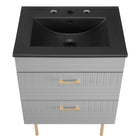 Modway Daybreak 24" Bathroom Vanity - Light Grey/Black-DURABLE VANITY - This vanity is crafted with rubberwood, MDF, and particleboard with a matte finish and is complete with a ceramic sink with an integrated countertop and 8" centerset faucet holes