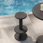 Modway Neo 15" Round Patio Wood Bar Stools - Black-Pedestal Base
