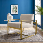 Modway Astute Upholstered Fabric Armchair - Beige-Stainless Steel Frame