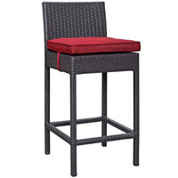 Modway Convene Outdoor Patio Fabric Bar Stool - Espresso Red-For entertaining or everyday use