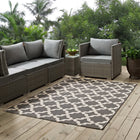 Modway Cerelia Moroccan Trellis Indoor/Outdoor Area Rug - 8 ft W x 10 ft L - Grey/Beige-Tight Low Pile Weave