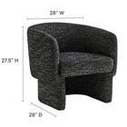 Modway Muse Boucle Fabric Barrel Accent Chair - Charcoal-Brushed Boucle Fabric Upholstery
