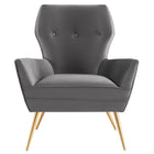 Modway Renata Button Tufted Performance Velvet Armchair - Grey-Chair Weight Capacity: 331 lb