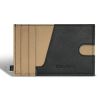 Champs Iconic Leather Slim Cardholder - Black/Ivory-Leather Card holder in gift box