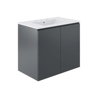 Modway Bryn 30" Wall-Mount Bathroom Vanity - Grey/White-Modern Bathroom Vanity