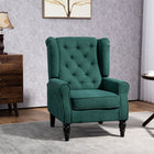 HOMCOM Fabric Accent Chair with Wood Legs - Rolled Arms for Bedroom - Dark Green-Button-tufted wing back with rolled arms brings elegant charming
