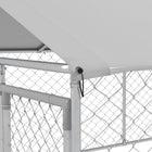 PawHut Outdoor Dog Kennel with Waterproof Cover - 13' x 7.5' x 4.9' - Silver-A door with a lock for safety 