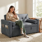 HOMCOM Pull Out Sleeper Sofa Bed with USB Ports - Dark Grey-Seven-position adjustable backrest offers personalized comfort for any activity