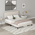 HOMCOM Queen Size Upholstered Platform Bed Frame with Headboard - Cream White-6.3" (16 cm) under-bed space for storage and easy cleaning