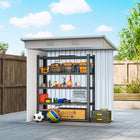 Outsunny 6' x 4' Outdoor Storage Shed with Lockable Sliding Doors & Vents - Grey-Double sliding door for easy access in and out
