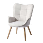 FurnitureR Accent Chair - Ivory Beige Fabric-Mid-century modern side accent chair
