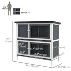 PawHut Wood Rabbit Hutch with 2 Large Rooms, Ramp and Trays - Grey-100% solid wood make this bunny house natural and sturdy 