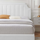 Modway Sienna Performance Velvet Full Platform Bed with Gold Metal Legs - White-Wood Slat Support System