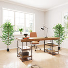 HOMCOM 6' Artificial Ficus Trees for Indoor Home Decor - Green - 2 Pack-Colour: Green 