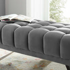 Modway Adept 47.5" Performance Velvet Bench - Grey-Splayed Black Birchwood Frame