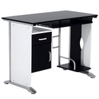 HOMCOM 39.4" Computer Desk with Keyboard Tray and CPU Stand - Black-Solid steel and quality MDF board material in hardwearing and durable build