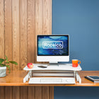 Rocelco 32" Sit To Stand Ergonomic Adjustable Height Desk Riser with Easy Up-Down Handles, White-Grommet Hole: For hassle free cable management, or to install a monitor mount for 1 or 2 monitors, such as the Rocelco DM1 or DM2.