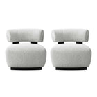 Manhattan Comfort Bartow 30.7" Mid-Century Modern Upholstered Accent Chair - Ivory and Black - 2 Pack-Mid-Century Modern Accent Chairs for Living Room Usage. Set of 2