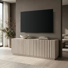 Hudson&Canal Marion Rectangular Fluted TV Stand for TV's Up to 75" - Alder White-Clean with a soft, dry cloth and no harsh chemicals or abrasive cleaning materials