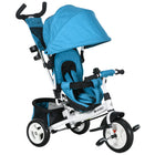 Qaba 6-in-1 Toddler Tricycle with Parent-Push Handle - Blue-6 in 1 design, ensures a comfortable and safe ride for your child as they grow 