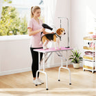 PawHut Foldable Non-slip Surface Pet Grooming Table - Pink-Stainless steel arm and hardware provide maximum durability 