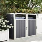 Outsunny Double Garbage Bin Shed with Lockable Door and 180° Openable Lid-Ventilated design for better airflow and less odour
