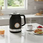 JS Gourmet Retro Rosewood Collection 1.7 L Electric Stainless Steel Kettle - Black-Rapid boil