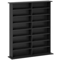 HOMCOM 8-Tier CD Shelf with 16 Compartments - Black-A functional CD shelf, stores up to 720 CDs across 16 compartments