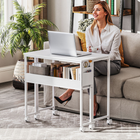 HOMCOM 31.5" Rolling Folding Desk with Wheels and Storage Bag - White-Easy to assemble