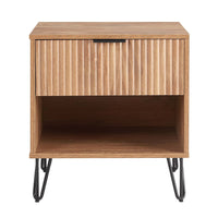 Manhattan Comfort DUMBO 20.07" Modern 1-Drawer Nightstand - Golden Brown-Modern-Contemporary with a taste of Glam - Nightstand for Bedroom and Living Room Use