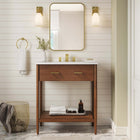 Modway Zaire 30" Bathroom Vanity Cabinet - Walnut-Metal Handle Pulls