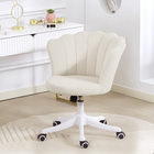 HOMCOM Velvet-Feel Armless Swivel Office Chair with Adjustable Height - Cream-Adjustable seat height from 18.9" -22.8" (48-58 cm) with class 3 gas piston