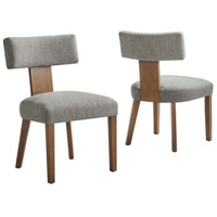 Modway Nalani Fabric Upholstered Dining Chairs - Heathered Weave Wheat/Deep Brown - 2 Pack-Dining Chair Set